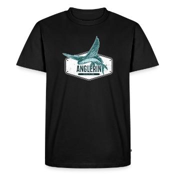 Femelle pêcheuse USA Design Flying Fish - T-shirt Premium bio Homme - noir - Devant - Nico (187cm)