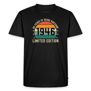 80 ans d’être génial 1946 Édition limitée - T-shirt Premium bio Homme - noir - Devant - Nico (187cm)