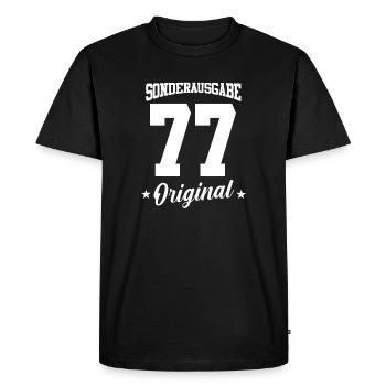 77 Anniversaire - T-shirt Premium bio Homme - noir - Devant - Nico (187cm)