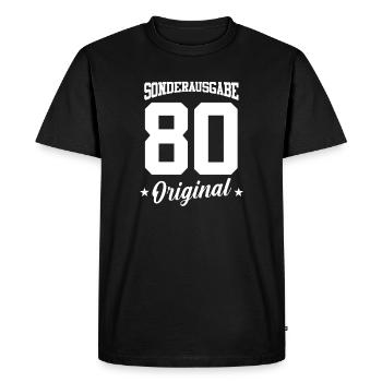 80 Birthday - Men's Premium Organic T-Shirt - black - Front - Nico (187cm)