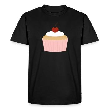 Pastel Cupcake with Cherry - Men's Premium Organic T-Shirt - black - Front - Nico (187cm)