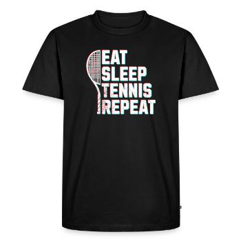 Tennis Manger dormir tennis glitch effet - T-shirt Premium bio Homme - noir - Devant - Nico (187cm)