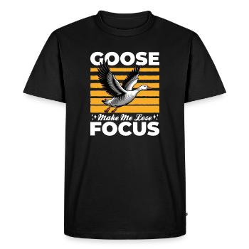 Funny Bird Goose - Men's Premium Organic T-Shirt - black - Front - Nico (187cm)