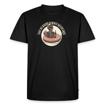 Emmenez-moi là où l’été ne finit jamais – Humour squelette - T-shirt Premium bio Homme - noir - Devant - Nico (187cm)