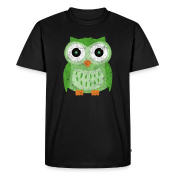 Dessin animé des hiboux verts - T-shirt Premium bio Homme - noir - Devant - Nico (187cm)