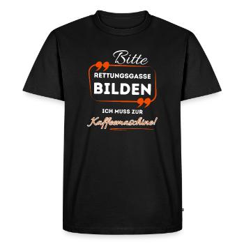 Veuillez former une voie d’urgence ...- Pour les buveurs de café - T-shirt Premium bio Homme - noir - Devant - Nico (187cm)