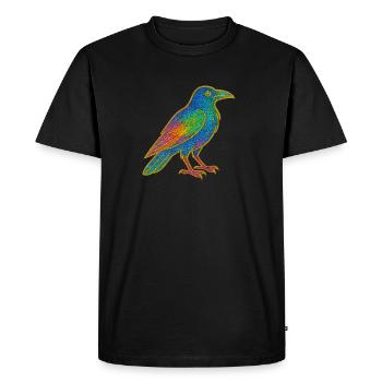 Corbeau | Corbeau | Écusson scintillant oiseau arc-en-ciel - T-shirt Premium bio Homme - noir - Devant - Nico (187cm)