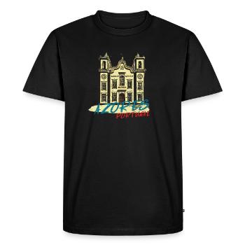 Église typique Açores illustration Portugal - T-shirt Premium bio Homme - noir - Devant - Nico (187cm)