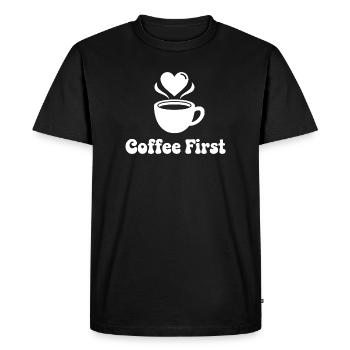 Café Premier Coeur Design - T-shirt Premium bio Homme - noir - Devant - Nico (187cm)
