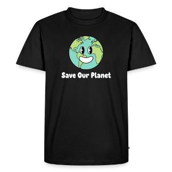 Terre souriante : sauvez notre planète - T-shirt Premium bio Homme - noir - Devant - Nico (187cm)