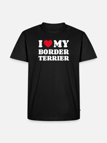 Ik hou van mijn Border Terrier Gift Dog Owner - Mannen Premium Bio T-shirt - zwart