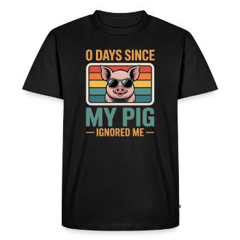 0 Days Since My Pig Ignored Me Pig Farmer Lover - Men's Premium Organic T-Shirt - black - Front - Nico (187cm)