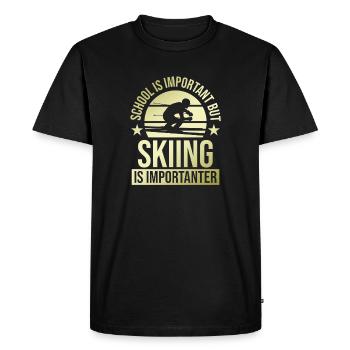 L’école est importante Le ski plus important - T-shirt Premium bio Homme - noir - Devant - Nico (187cm)