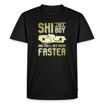 Garçon de ski - T-shirt Premium bio Homme - noir - Devant - Nico (187cm)
