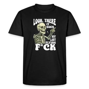 Halloween Skeleton Flying F*ck - Men's Premium Organic T-Shirt - black - Front - Nico (187cm)