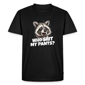 Who Shit My Pants? Raccoon - Men's Premium Organic T-Shirt - black - Front - Nico (187cm)