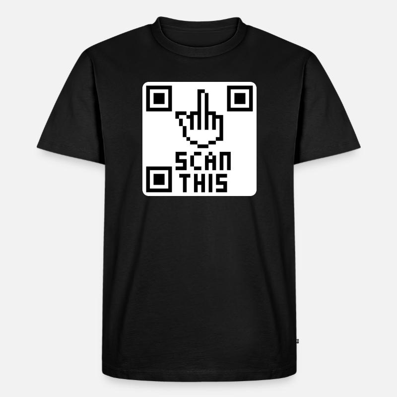 QRcode Mittelfinger - Männer Premium Bio T-Shirt - Schwarz