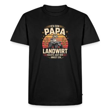Je suis papa et agriculteur, rien ne me fait peur - T-shirt Premium bio Homme - noir - Devant - Nico (187cm)