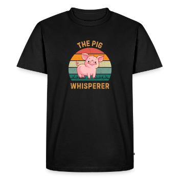 Pig whisperer - Men's Premium Organic T-Shirt - black - Front - Nico (187cm)