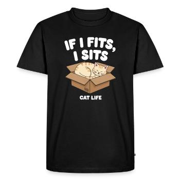 S’il convient, le chat s’assoit dans une boîte - T-shirt Premium bio Homme - noir - Devant - Nico (187cm)