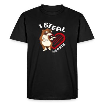 Steal Heart Sea Otter Cartoon - Men's Premium Organic T-Shirt - black - Front - Nico (187cm)