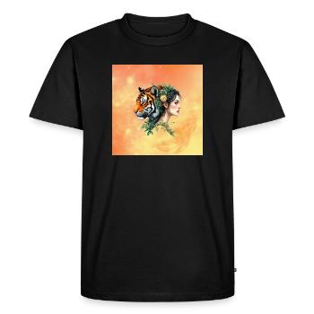 Dame Tigre Floral avec Montre - T-shirt Premium bio Homme - noir - Devant - Nico (187cm)