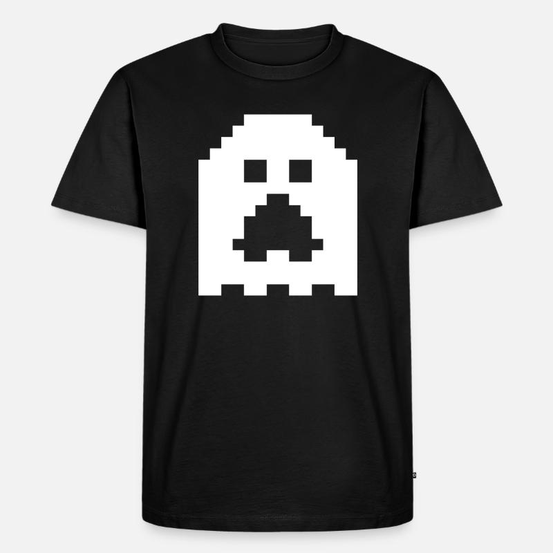 Ghost_Pixels_White - Männer Premium Bio T-Shirt - Schwarz