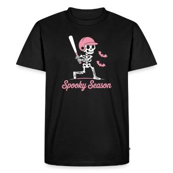 Spooky Skeleton Baseball en rose - T-shirt Premium bio Homme - noir - Devant - Nico (187cm)