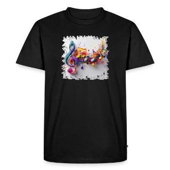 Colorful Musical Notes Art Motif - Men's Premium Organic T-Shirt - black - Front - Nico (187cm)
