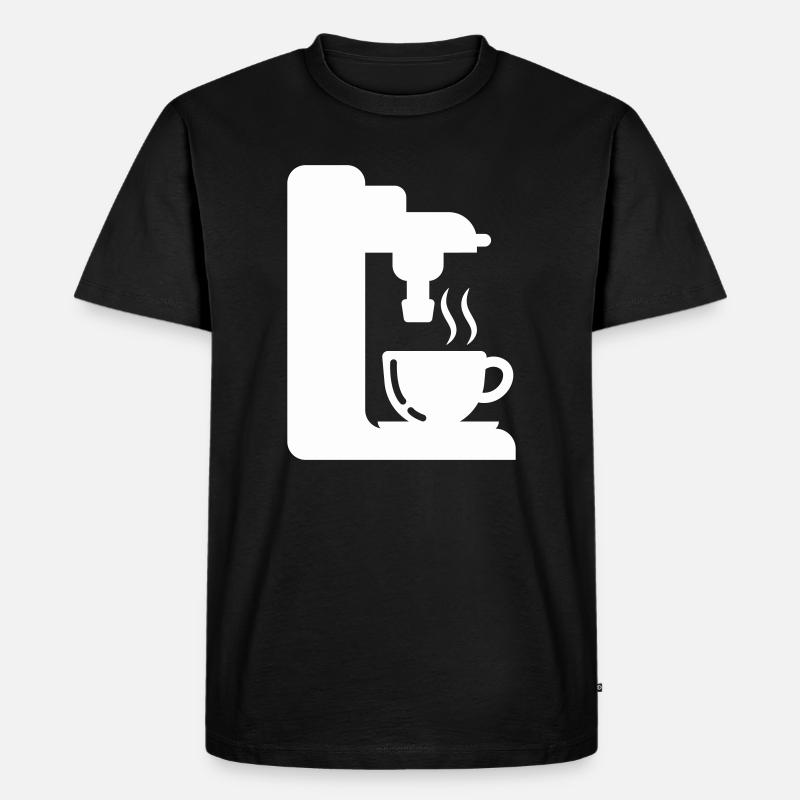 Illustrasjon av espressomaskin, omriss av kaffe - Premium økologisk T-skjorte for menn - svart