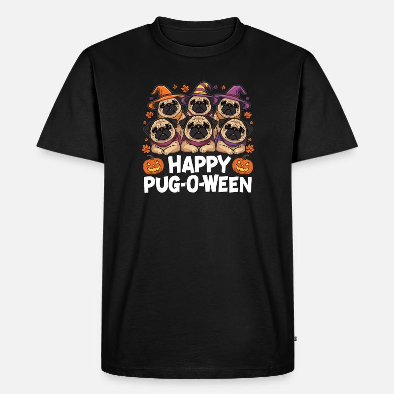 Mops-O-Ween Hexenhut Möpse - Männer Premium Bio T-Shirt - Schwarz