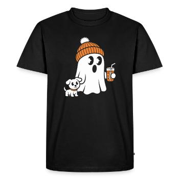 Fantôme douillet avec bonnet - T-shirt Premium bio Homme - noir - Devant - Nico (187cm)