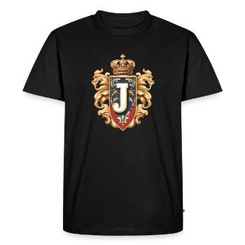 J Letter Name Crown - Men's Premium Organic T-Shirt - black - Front - Nico (187cm)