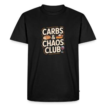 Carbs And Chaos Club Bread Cake Wine - Men's Premium Organic T-Shirt - black - Front - Nico (187cm)