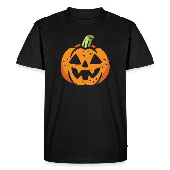 Drôle de visage de citrouille d’Halloween - T-shirt Premium bio Homme - noir - Devant - Nico (187cm)