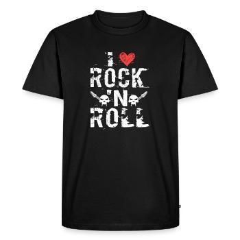 J’aime le rock 'n roll musique Guitare Rock Band - T-shirt Premium bio Homme - noir - Devant - Nico (187cm)