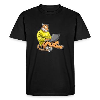 Tiger Laptop - Men's Premium Organic T-Shirt - black - Front - Nico (187cm)