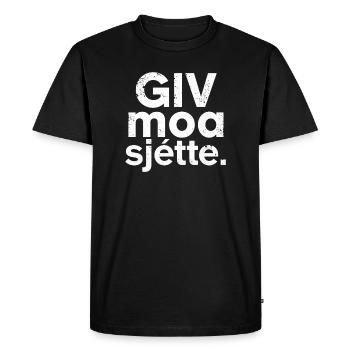 Giv moa sjette. Chemise en dialecte flamand occidental - T-shirt Premium bio Homme - noir - Devant - Nico (187cm)