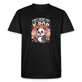 Je ne peux pas vous entendre en écoutant K Pop Panda avec - T-shirt Premium bio Homme - noir - Devant - Nico (187cm)