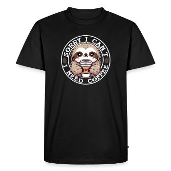 Sloth Cute Round Coffee - Men's Premium Organic T-Shirt - black - Front - Nico (187cm)