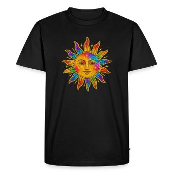 Soleil dans les paillettes de l’arc-en-ciel - T-shirt Premium bio Homme - noir - Devant - Nico (187cm)