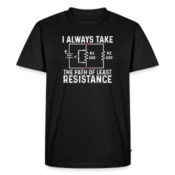 Prendre le chemin de la moindre résistance Ohm Joke - T-shirt Premium bio Homme - noir - Devant - Nico (187cm)