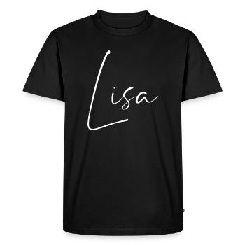 Lisa / Handwriting Name Design (White) - Men's Premium Organic T-Shirt - black - Front - Nico (187cm)