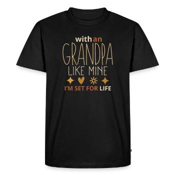 Avec un grand-père comme le mien, je suis prêt pour la vie - T-shirt Premium bio Homme - noir - Devant - Nico (187cm)