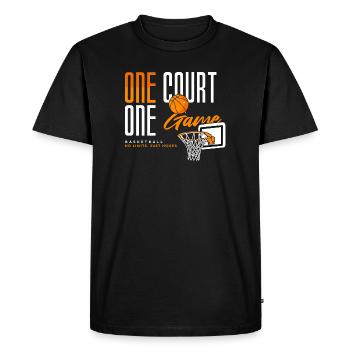 Vêtements pour fans de basket-ball – One Court One Game - T-shirt Premium bio Homme - noir - Devant - Nico (187cm)