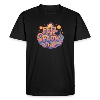 Rétro psychédélique – Ressentez le flux - T-shirt Premium bio Homme - noir - Devant - Nico (187cm)