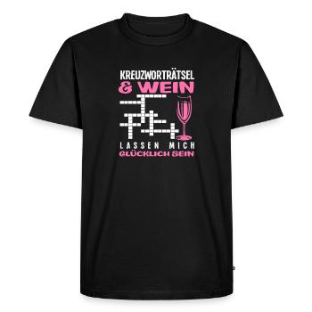 Mots croisés Vin Happy Be Humour - T-shirt Premium bio Homme - noir - Devant - Nico (187cm)