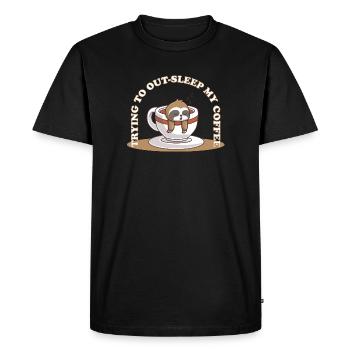 Essayer de dormir plus longtemps que mon café – Sloth Coffee - T-shirt Premium bio Homme - noir - Devant - Nico (187cm)
