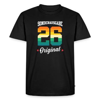 26 Anniversaire - T-shirt Premium bio Homme - noir - Devant - Nico (187cm)