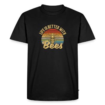 Life is better with bees - Men's Premium Organic T-Shirt - black - Front - Nico (187cm)